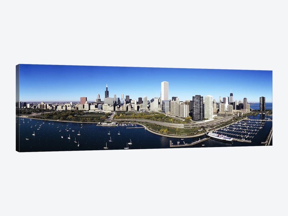 Boats docked at a harbor, Chicago, Illinois, USA by Panoramic Images 1-piece Canvas Print