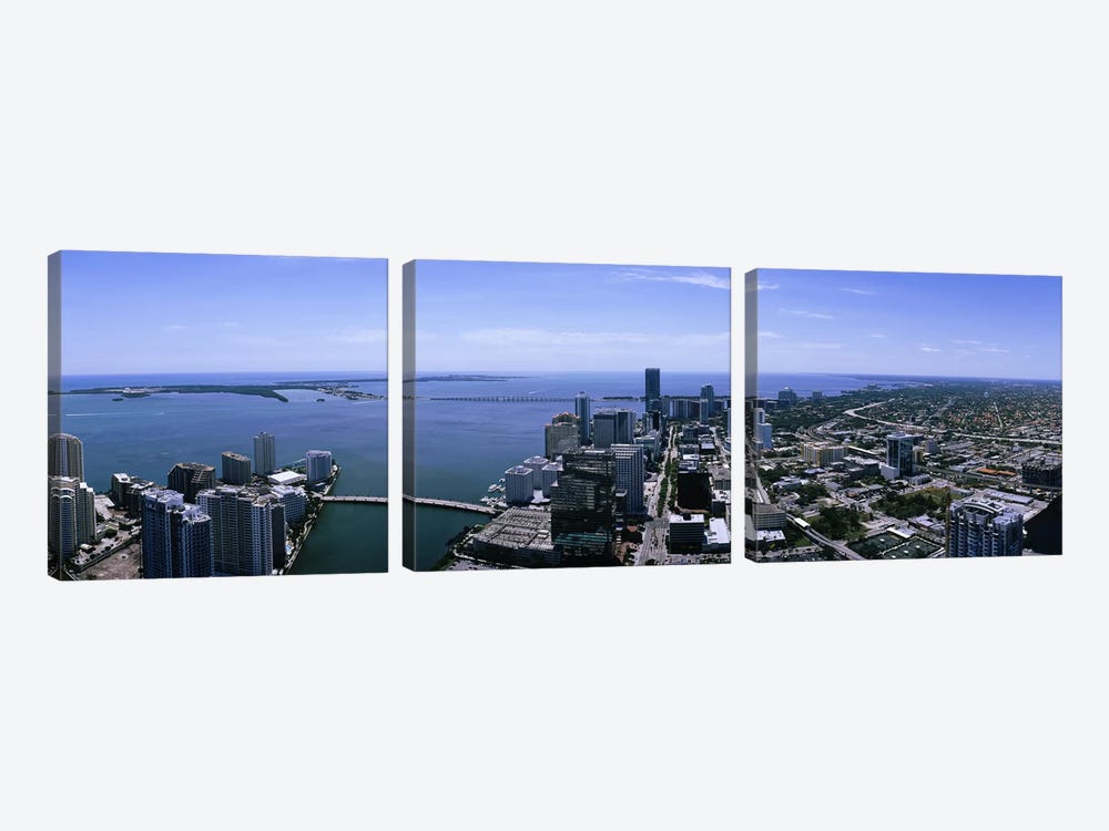 Aerial view of a city, Miami, Florida, USA by Panoramic Images 3-piece Art Print