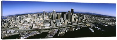 Aerial view of a city, Seattle, Washington State, USA Canvas Art Print - Seattle Art