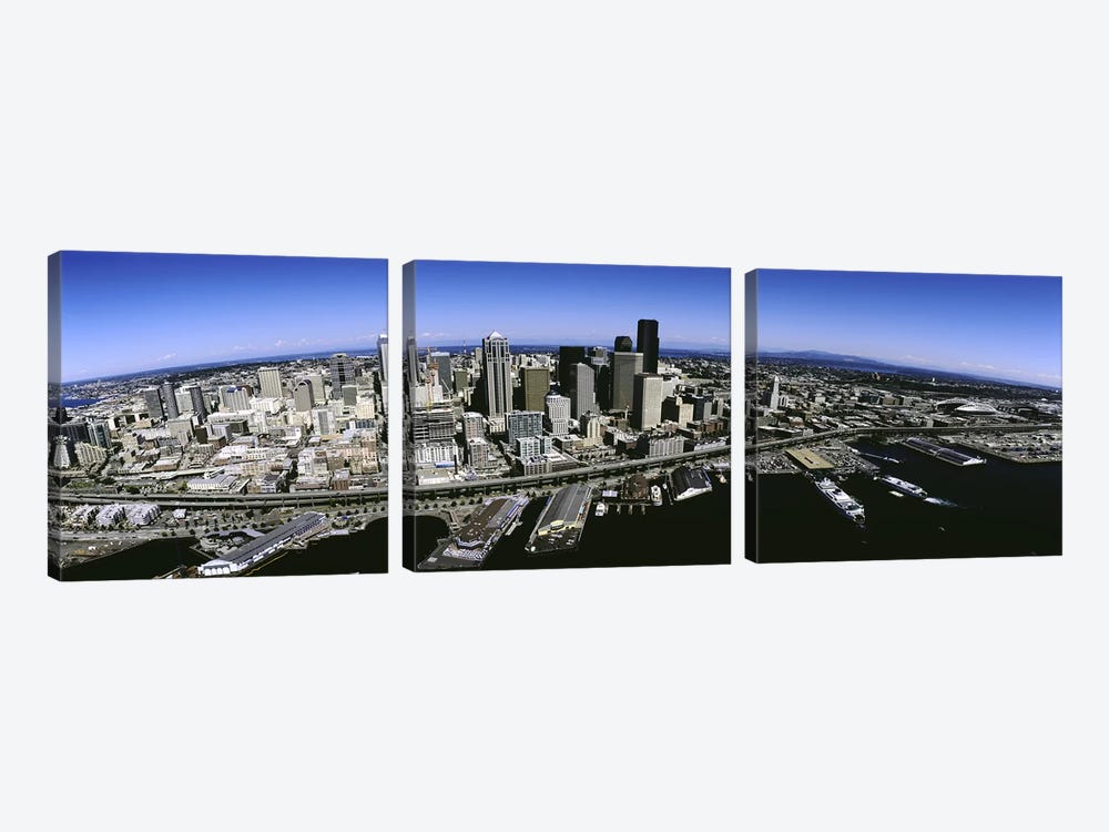 Aerial view of a city, Seattle, Washington State, USA by Panoramic Images 3-piece Canvas Art Print