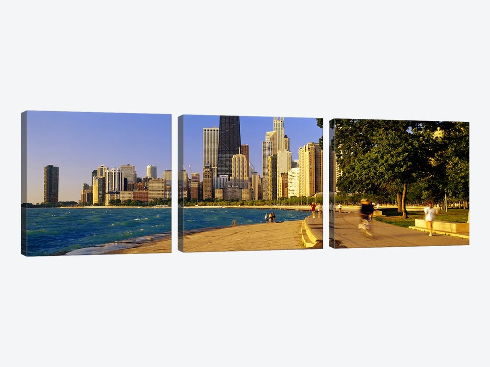 Group of people joggingChicago, Illinois, USA by Panoramic Images 3-piece Canvas Print