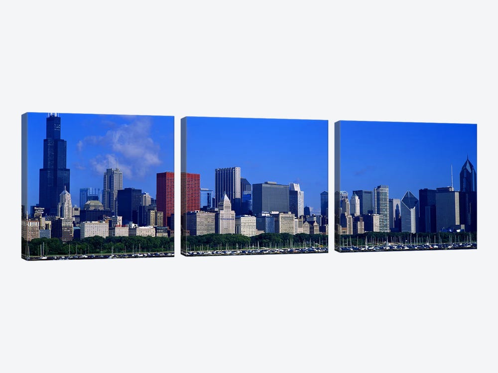 Skyscrapers in a cityChicago, Illinois, USA by Panoramic Images 3-piece Canvas Artwork