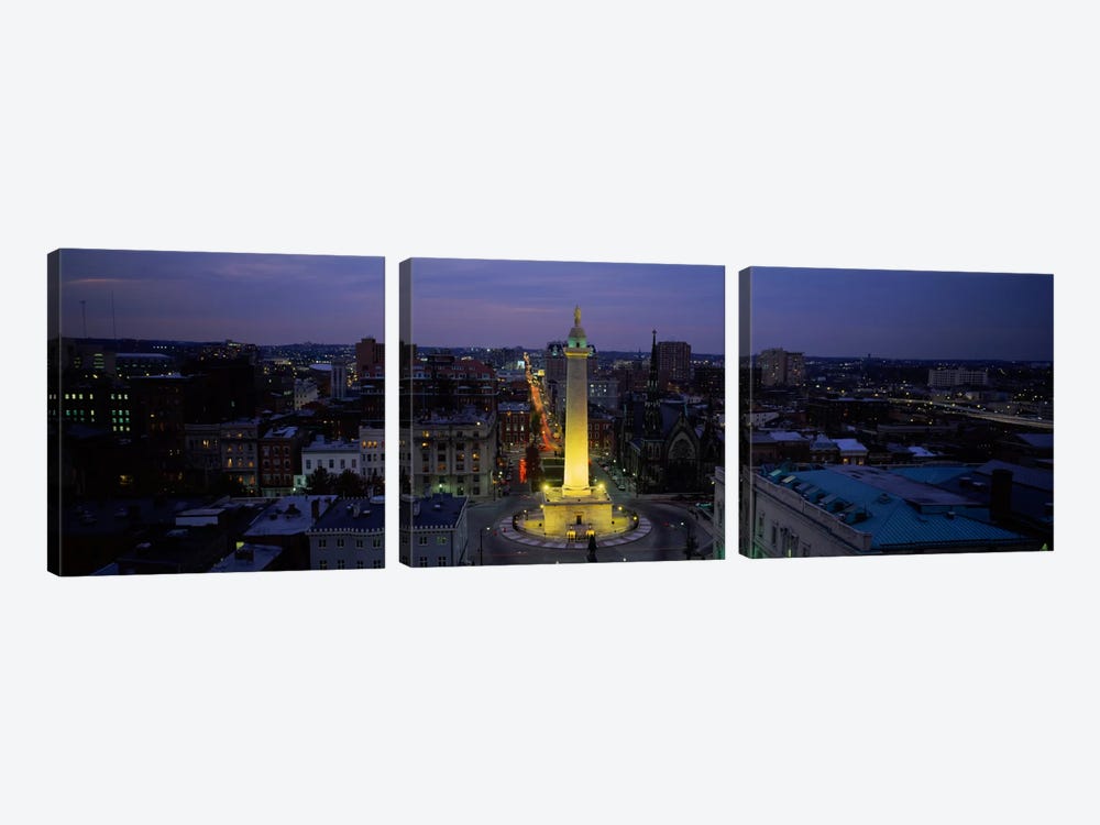 High angle view of a monument, Washington Monument, Mount Vernon Place, Baltimore, Maryland, USA by Panoramic Images 3-piece Canvas Art