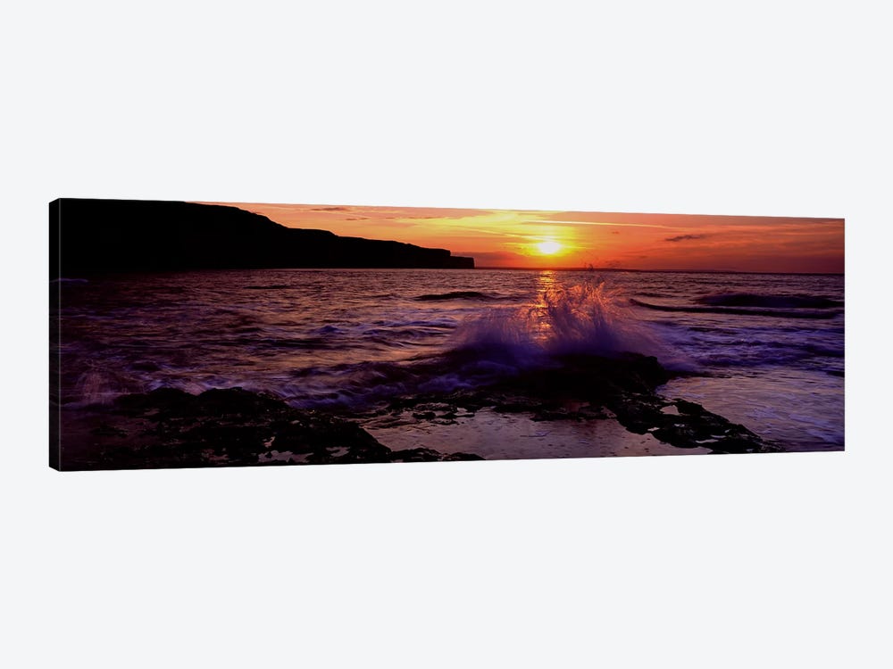 Wave Breaking on RocksBempton, Yorkshire, England, United Kingdom by Panoramic Images 1-piece Canvas Wall Art