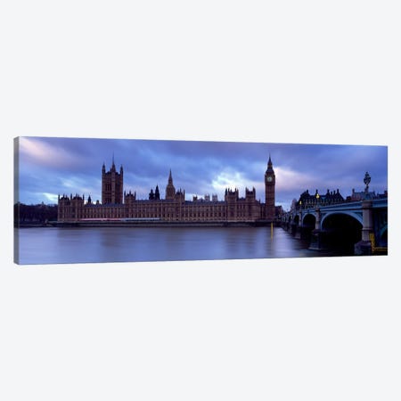 Palace Of Westminster On A Cloudy Day, London, England, United Kingdom Canvas Print #PIM5220} by Panoramic Images Canvas Wall Art