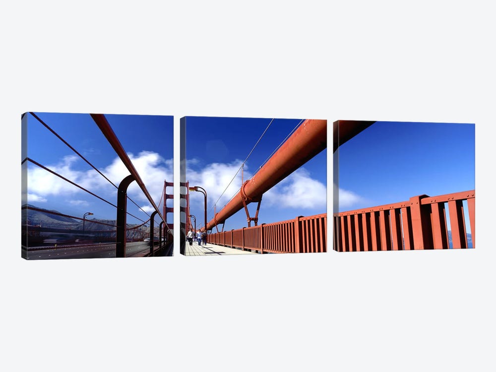Tourist Walking on A BridgeGolden Gate Bridge, San Francisco, California, USA by Panoramic Images 3-piece Canvas Art Print