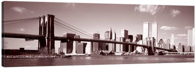  Brooklyn Bridge, East River, NYC, New York City, New York State, USA Canvas Art Print - Sepia Photography