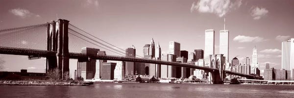 Sepia Photography:  Brooklyn Bridge, East River, NYC, New York City, New York State, USA by Panoramic Images