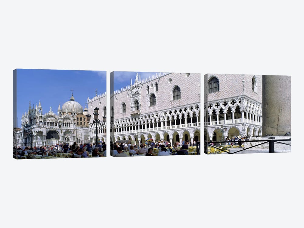 Tourist Outside A CathedralSt. Mark's Cathedral, St. Mark's Square, Venice, Italy by Panoramic Images 3-piece Canvas Art Print