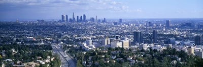 Aerial view of a city, Los Angeles, California, USA by Panoramic Images framed canvas print
