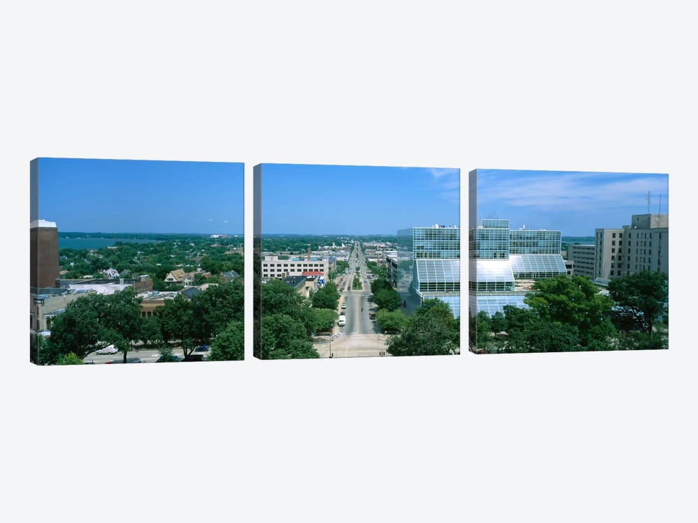 High Angle View Of A City, E. Washington Ave, Madison, Wisconsin, USA by Panoramic Images 3-piece Canvas Artwork