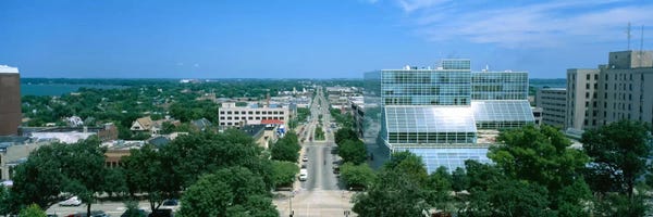 Wisconsin: High Angle View Of A City, E. Washington Ave, Madison, Wisconsin, USA by Panoramic Images