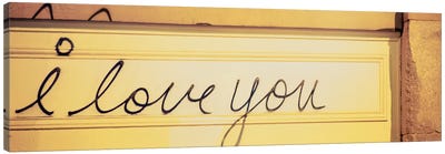 Close-up of I love you written on a wall Canvas Art Print - By Sentiment