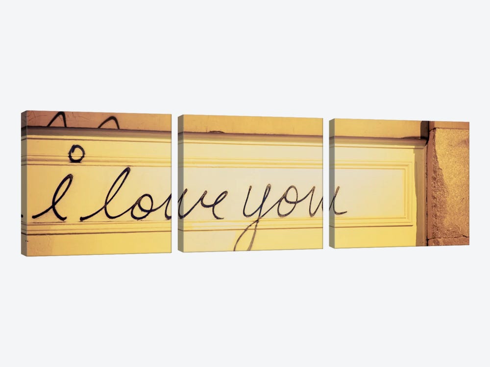 Close-up of I love you written on a wall by Panoramic Images 3-piece Canvas Art Print