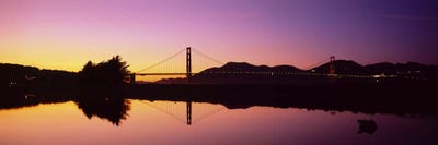 Reflection Of A Suspension Bridge On Water, Golden Gate Bridge, San Francisco, California, USA by Panoramic Images canvas print
