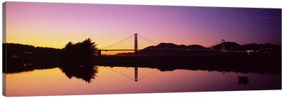 Reflection Of A Suspension Bridge On Water, Golden Gate Bridge, San Francisco, California, USA Canvas Art Print - Golden Gate Bridge