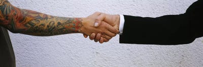 Canvas Print: Close-Up Of Two Men Shaking Hands by Panoramic Images - thumbnail
