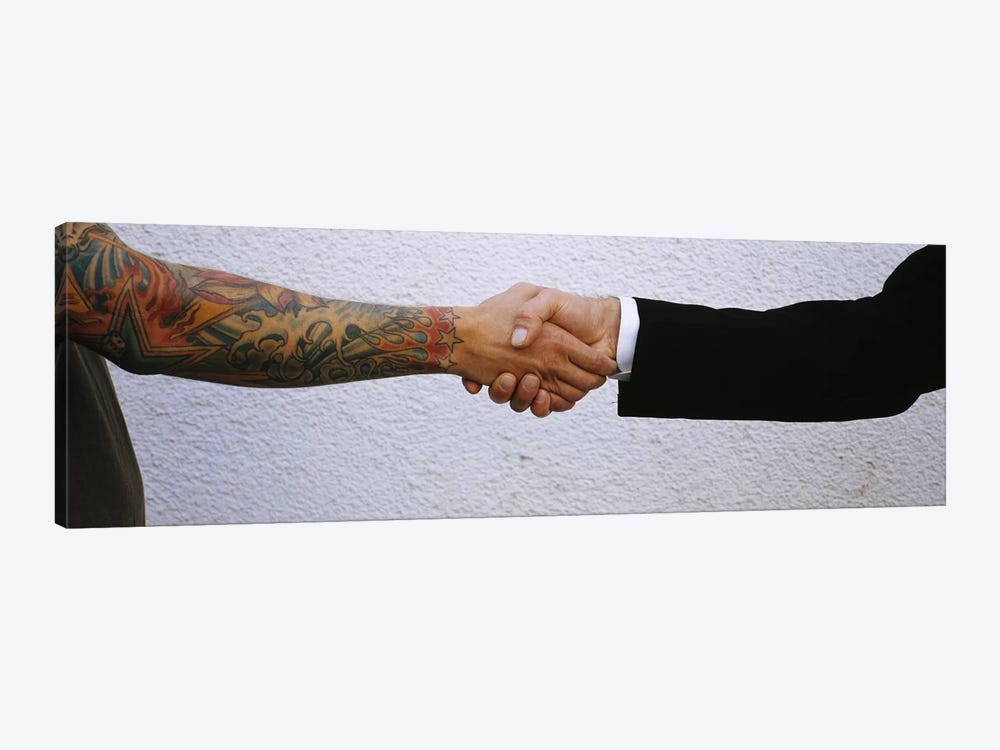 Close-Up Of Two Men Shaking Hands by Panoramic Images 1-piece Canvas Art Print