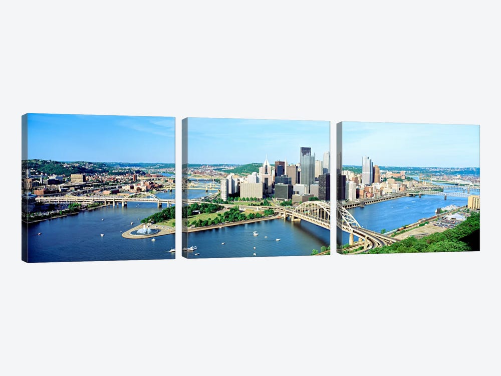 Daytime Skyline, Pittsburgh, Pennsylvania, USA 3-piece Art Print