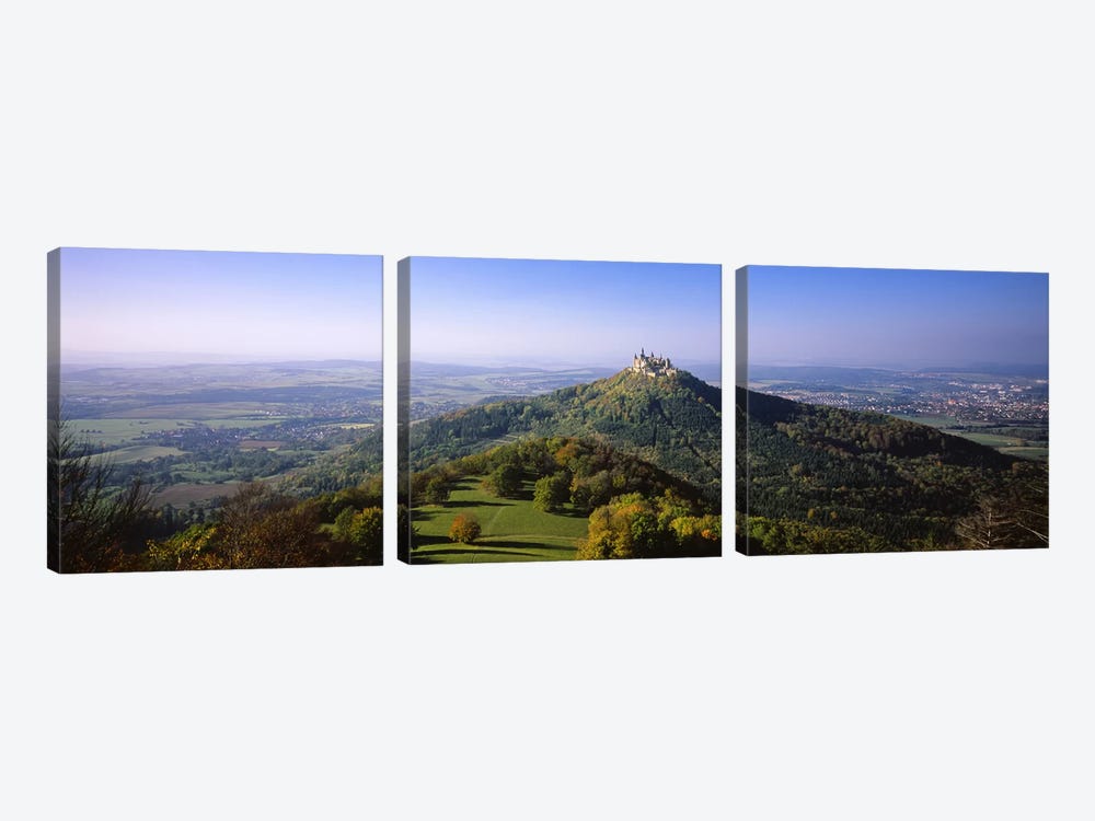 Distant Aerial View Of Burg Hohenzollern, Baden-Wurttemberg, Germany by Panoramic Images 3-piece Canvas Wall Art