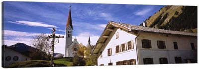Low Angle View Of A Church, Holzgau, Lechtal, Austria Canvas Art Print - Christian Art