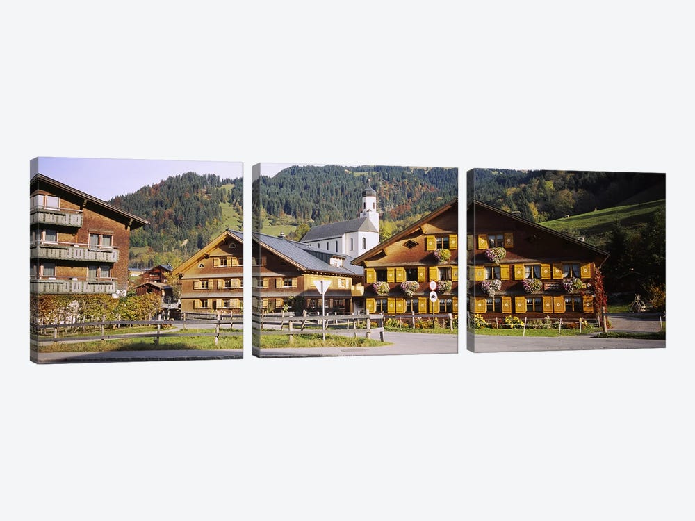 Church In A Village, Bregenzerwald, Vorarlberg, Austria by Panoramic Images 3-piece Canvas Artwork