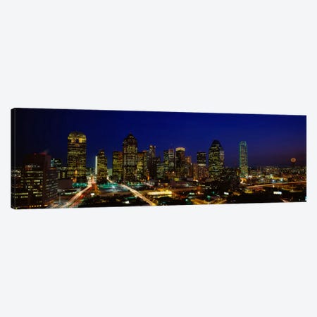 Buildings in a city lit up at night, Dallas, Texas, USA Canvas Print #PIM5308} by Panoramic Images Canvas Print