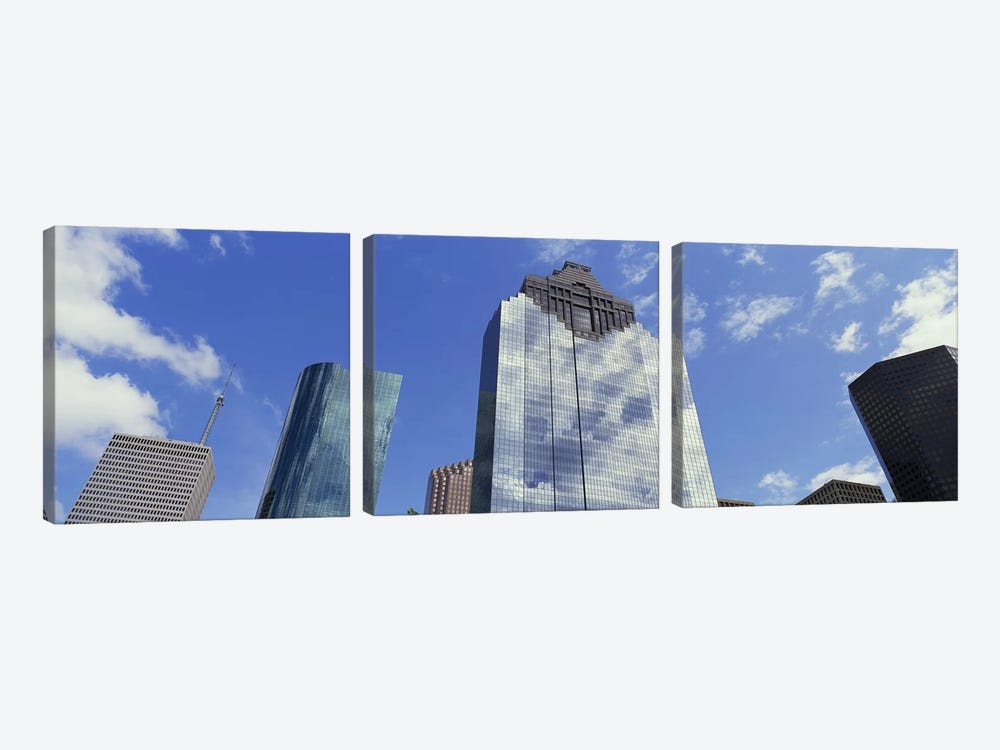 Low angle view of office buildings, Houston, Texas, USA by Panoramic Images 3-piece Art Print