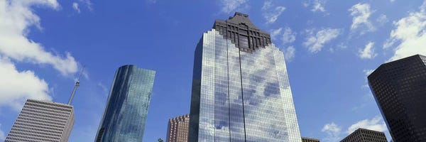 Texas: Low angle view of office buildings, Houston, Texas, USA by Panoramic Images