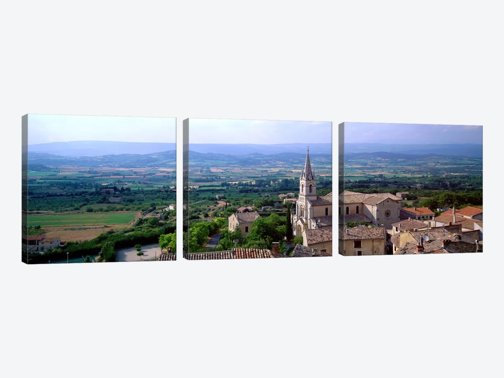 Aerial View Of A Church, Bonnieux, Provence-Alpes-Cote d'Azur, France by Panoramic Images 3-piece Canvas Art Print