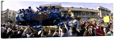 Crowd of people cheering a Mardi Gras Parade, New Orleans, Louisiana, USA Canvas Art Print - New Orleans Art