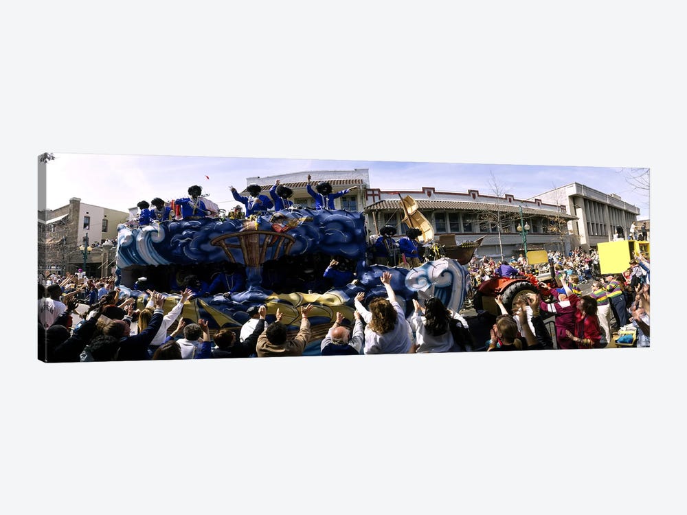 Crowd of people cheering a Mardi Gras Parade, New Orleans, Louisiana, USA by Panoramic Images 1-piece Canvas Art