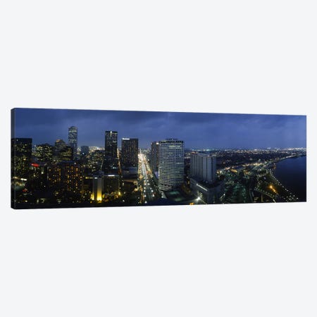 High angle view of buildings in a city lit up at night, New Orleans, Louisiana, USA Canvas Print #PIM5317} by Panoramic Images Canvas Art Print