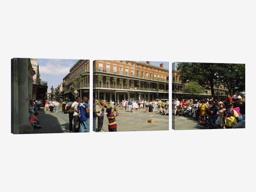 Tourists in front of a building, New Orleans, Louisiana, USA by Panoramic Images 3-piece Art Print