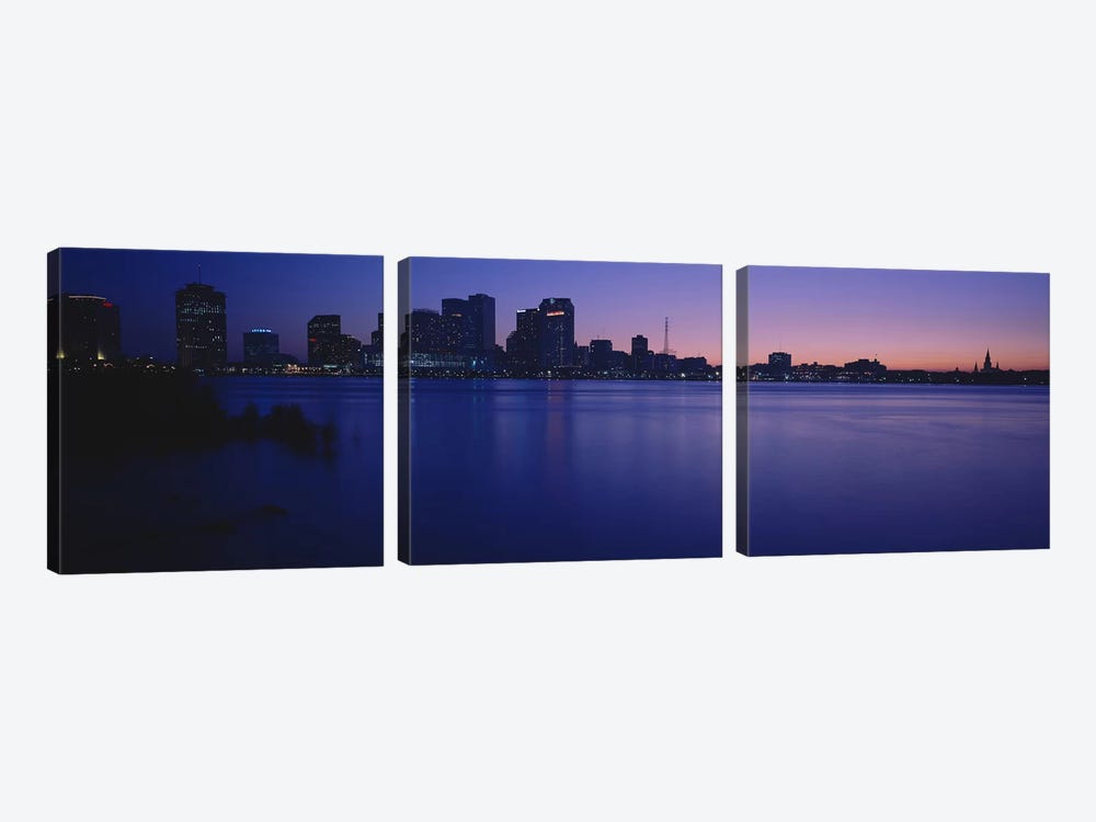 Buildings at the waterfront, New Orleans, Louisiana, USA by Panoramic Images 3-piece Canvas Artwork