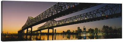 Low angle view of a bridge across a river, New Orleans, Louisiana, USA Canvas Art Print - Bridge Art