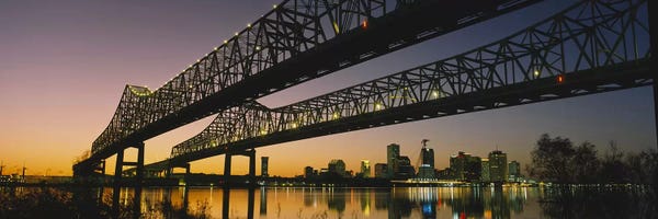Louisiana: Low angle view of a bridge across a river, New Orleans, Louisiana, USA by Panoramic Images