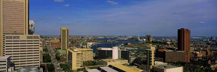 High angle view of skyscrapers in a city, Baltimore, Maryland, USA