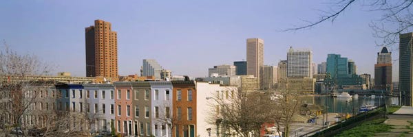 Maryland: High angle view of buildings in a city, Inner Harbor, Baltimore, Maryland, USA by Panoramic Images