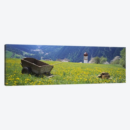 Wheelbarrow In A Field, Tyrol, Austria Canvas Print #PIM5330} by Panoramic Images Canvas Art