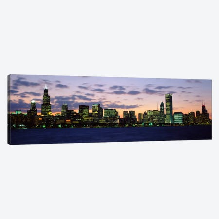 Buildings in a city at duskChicago, Illinois, USA Canvas Print #PIM533} by Panoramic Images Canvas Artwork