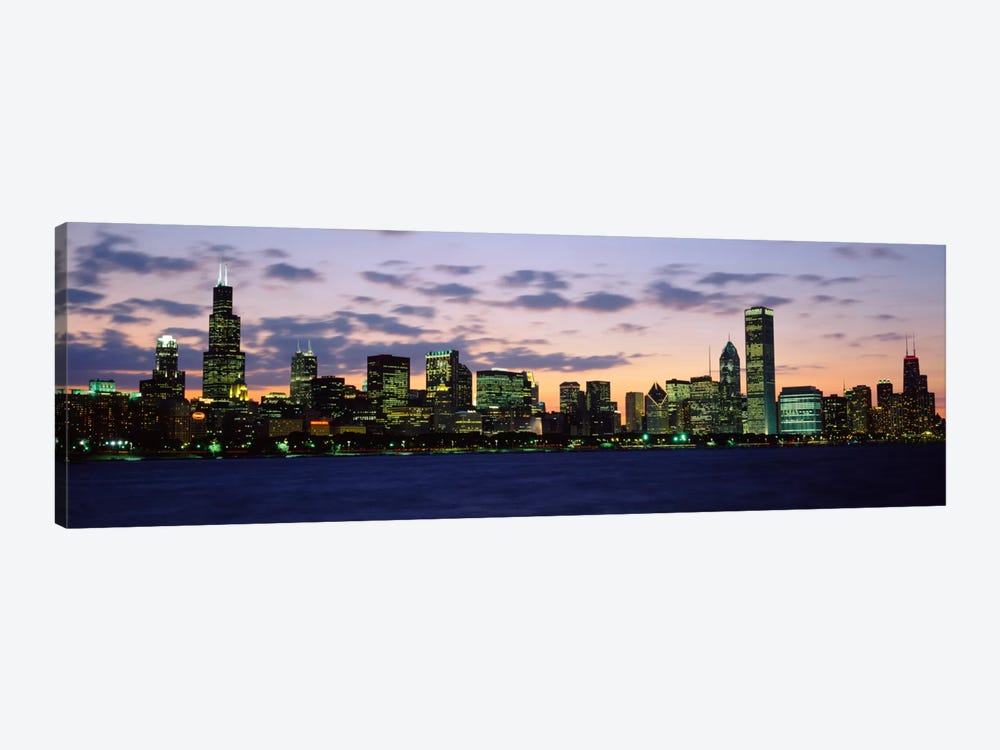 Buildings in a city at duskChicago, Illinois, USA by Panoramic Images 1-piece Canvas Art