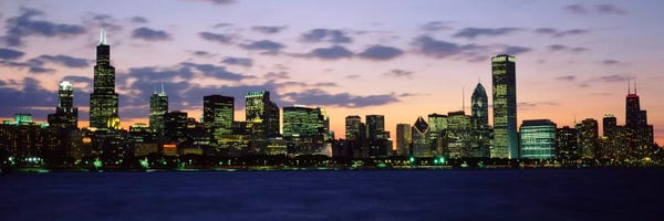 Chicago Skylines: Buildings in a city at duskChicago, Illinois, USA by Panoramic Images