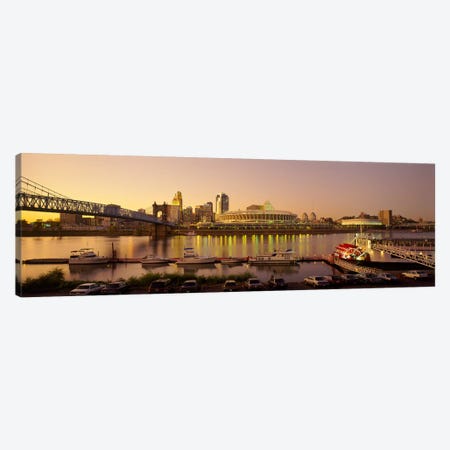 Buildings in a city lit up at dusk, Cincinnati, Ohio, USA Canvas Print #PIM5349} by Panoramic Images Canvas Print