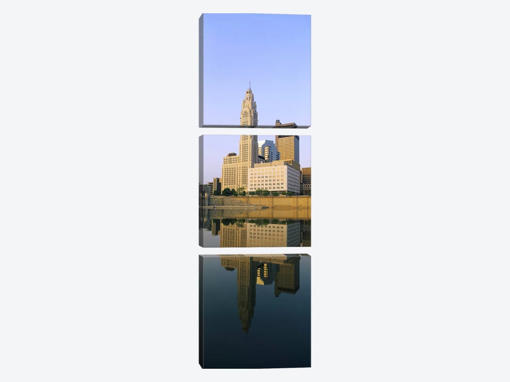 Reflection of buildings in a river, Scioto River, Columbus, Ohio, USA by Panoramic Images 3-piece Art Print