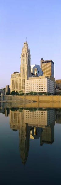 Ohio: Reflection of buildings in a river, Scioto River, Columbus, Ohio, USA by Panoramic Images