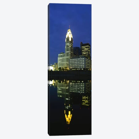 Buildings in a city lit up at night, Scioto River, Columbus, Ohio, USA Canvas Print #PIM5351} by Panoramic Images Canvas Artwork