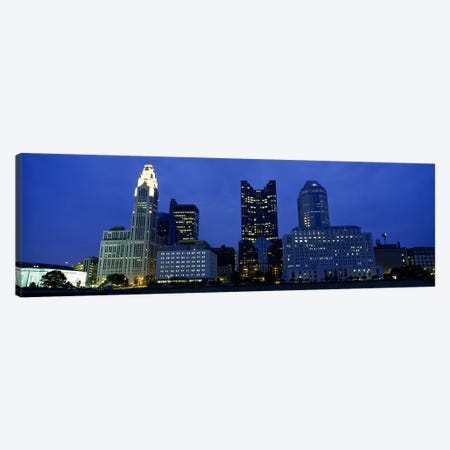 Low angle view of buildings lit up at night, Columbus, Ohio, USA Canvas Print #PIM5352} by Panoramic Images Canvas Wall Art