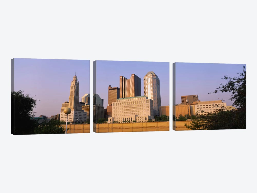 Low angle view of buildings in a city, Scioto River, Columbus, Ohio, USA by Panoramic Images 3-piece Canvas Art