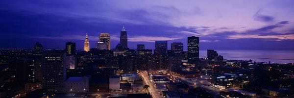 Cleveland: High angle view of buildings in a city, Cleveland, Ohio, USA by Panoramic Images